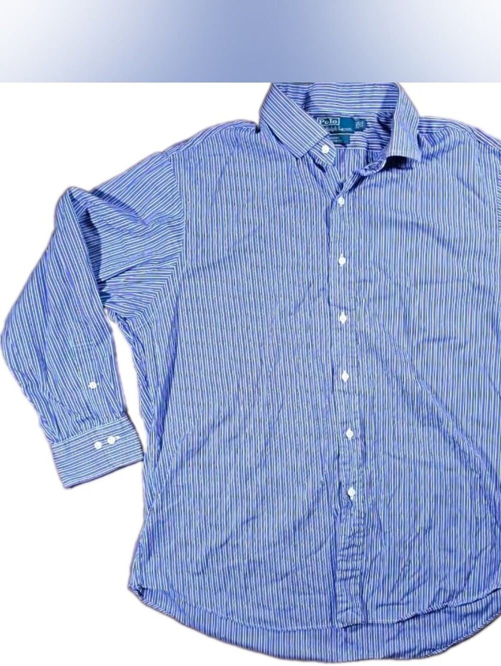 Polo by Ralph Lauren Light Blue & White Striped Cotton Dress Shirt